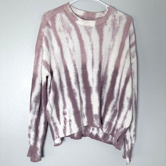 Pistola Sweater Womens Sz M Tie Dye Waffle Jumper Crewneck Pullover White Pink - Picture 1 of 13